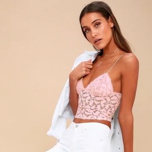 Free People Pink Lace Tank Top